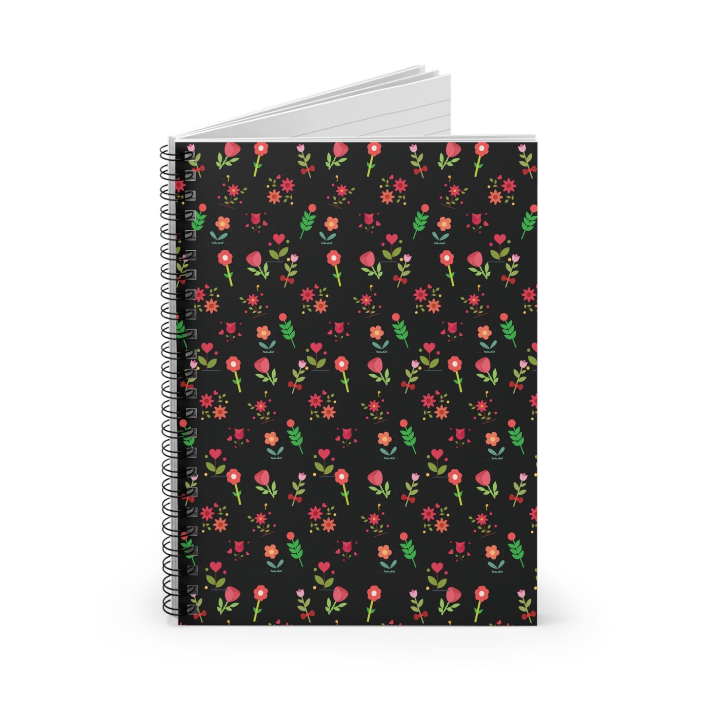 Flowers Pattern Spiral Notebook - Ruled Line