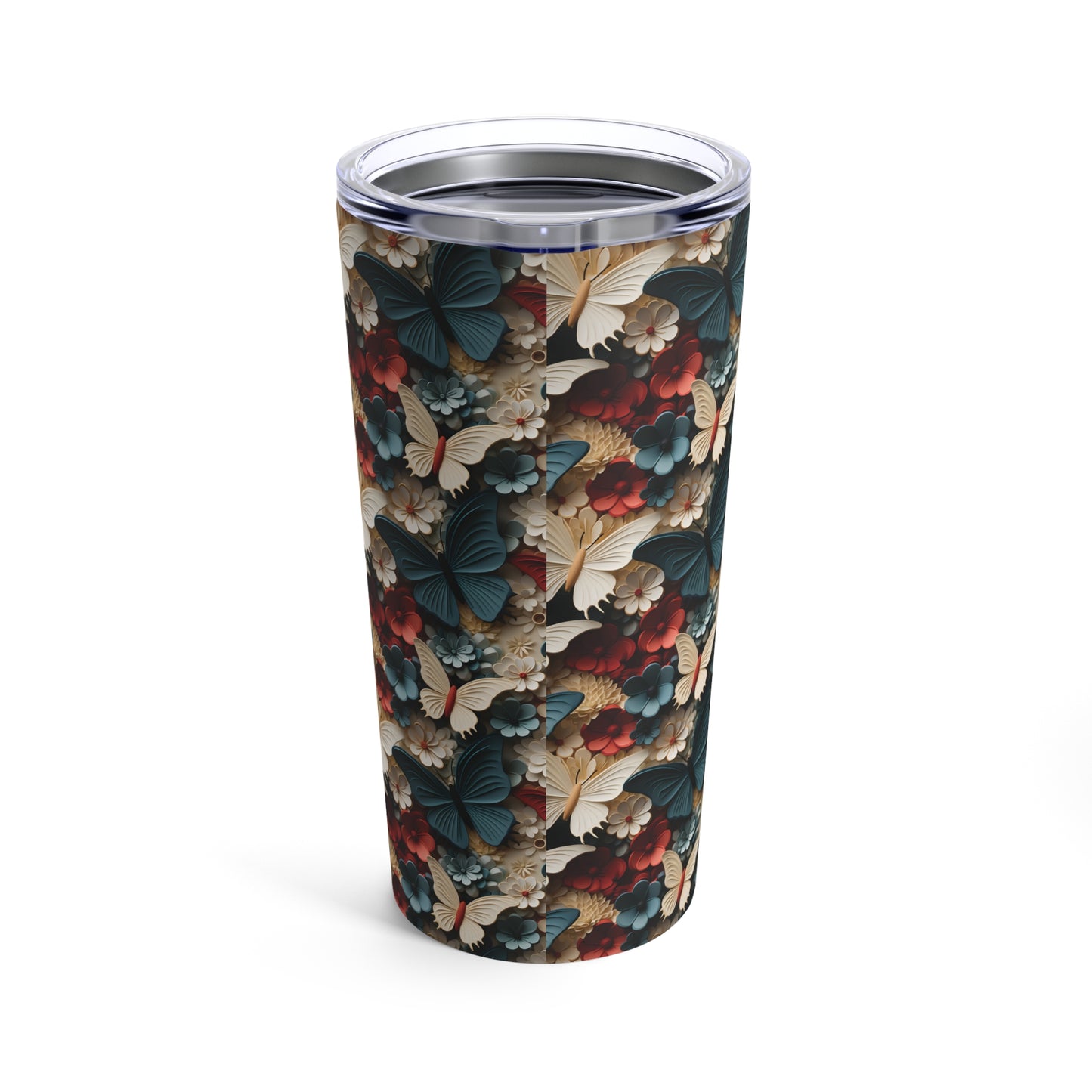 3D Butterflies and Flowers tumbler 20oz