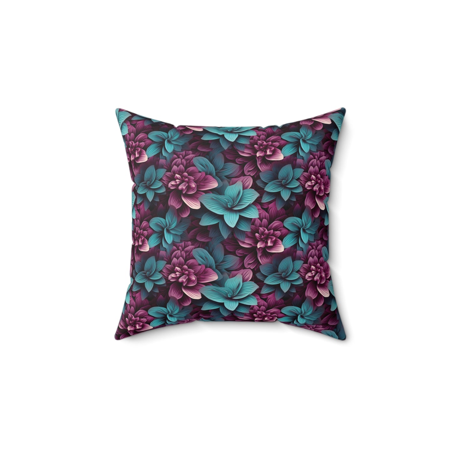 3D Flowers Spun Square Pillow