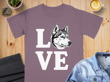 Husky Love Graphic T-shirt Ideal for Dog Lovers