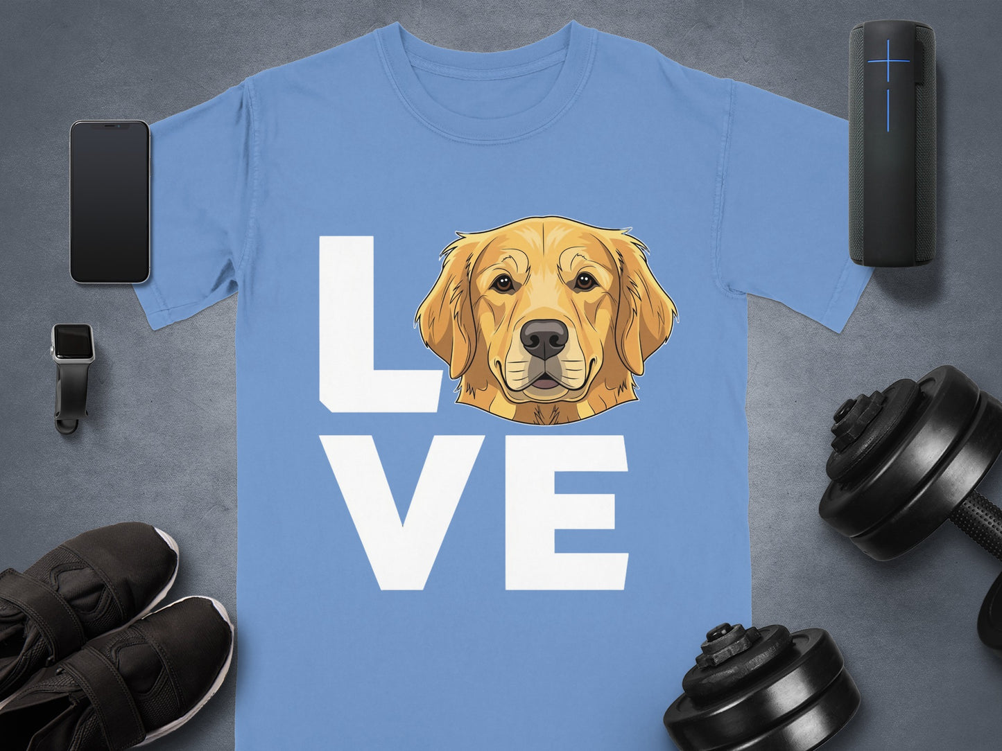 Love Golden Retriever Graphic Print T-shirt