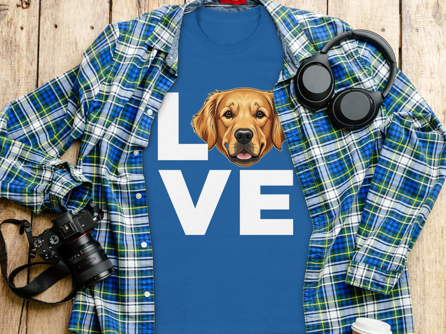 Love Dog Face Graphic Blue Shirt for Canine Enthusiasts