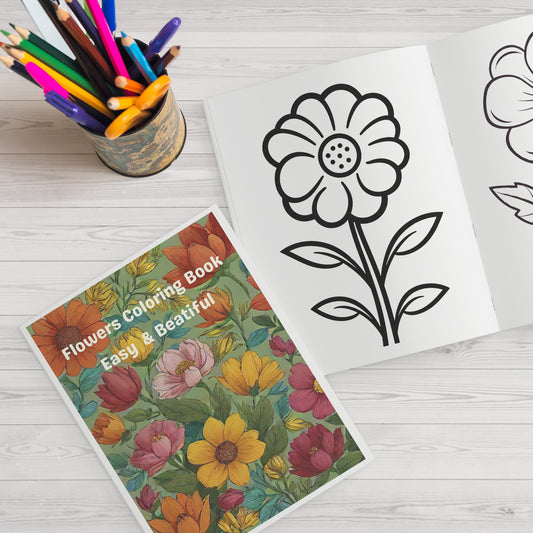 Floral Coloring Book-Easy and Beatiful