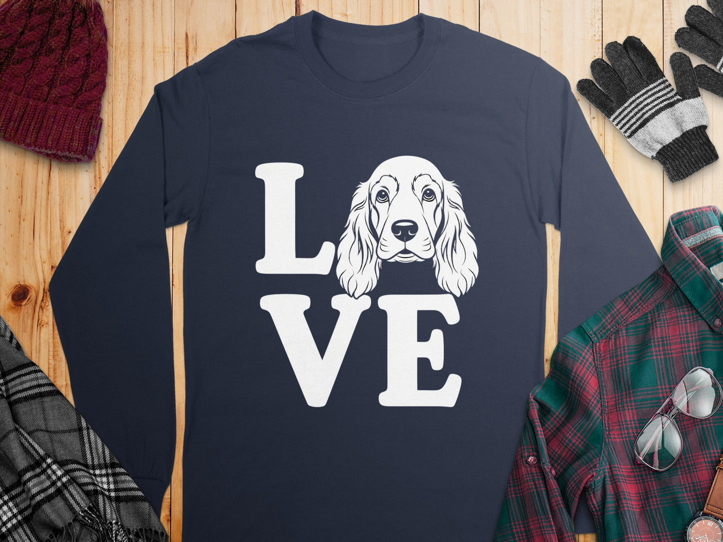 LOVE Dog Graphic Long Sleeve Shirt