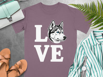 Love Husky Dog Design T-shirt Perfect For Dog Lovers