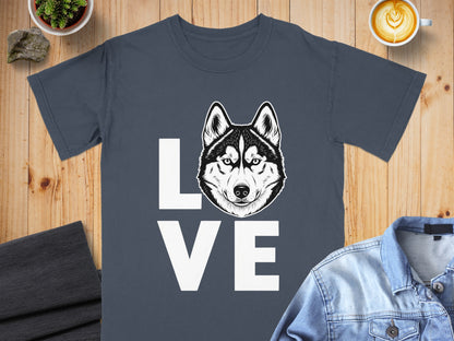 Husky Love Graphic Print T-Shirt for Dog Lovers