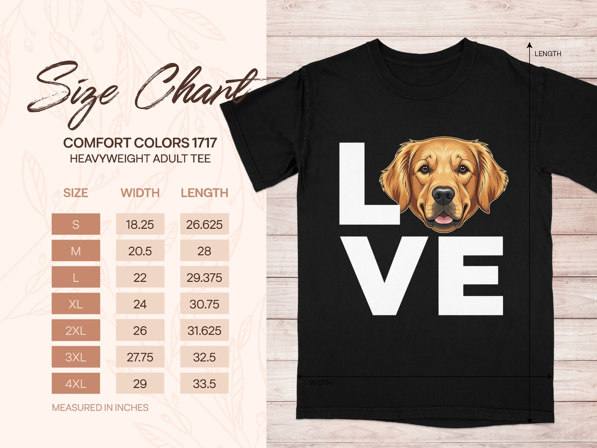 Golden Retriever Love Graphic Adult Tee Solid Black Shirt