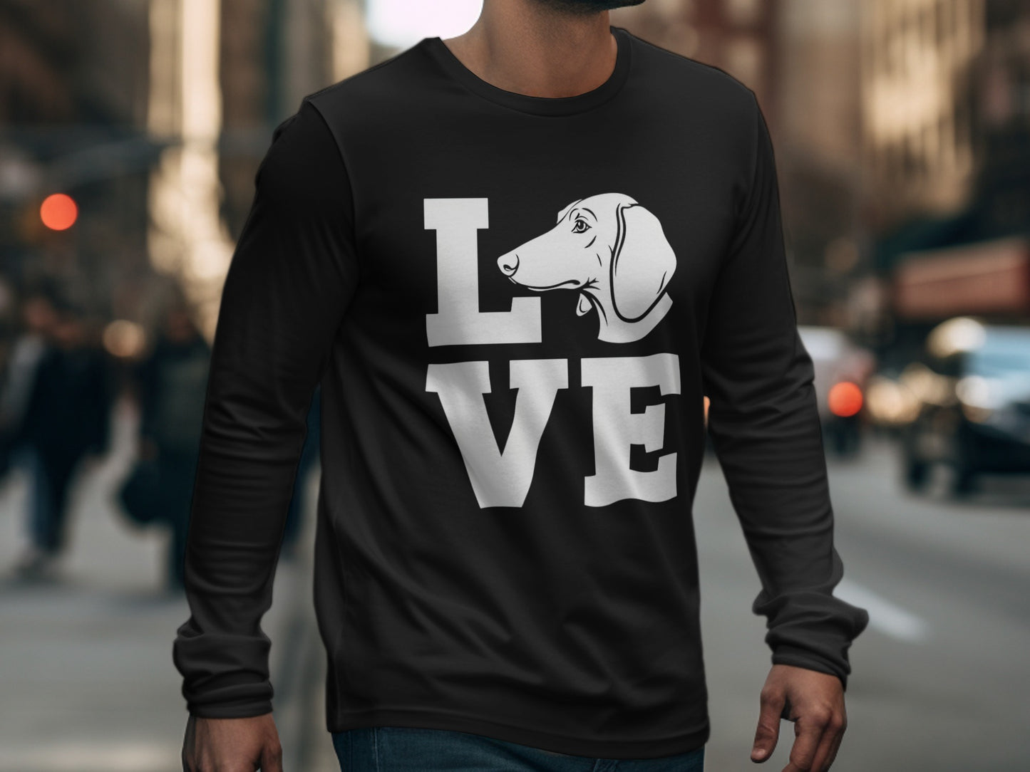 Love Dachshund Design Long Sleeve Shirt