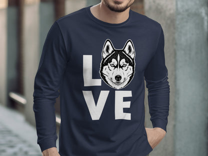 Love Husky Dog Graphic Long Sleeve Shirt