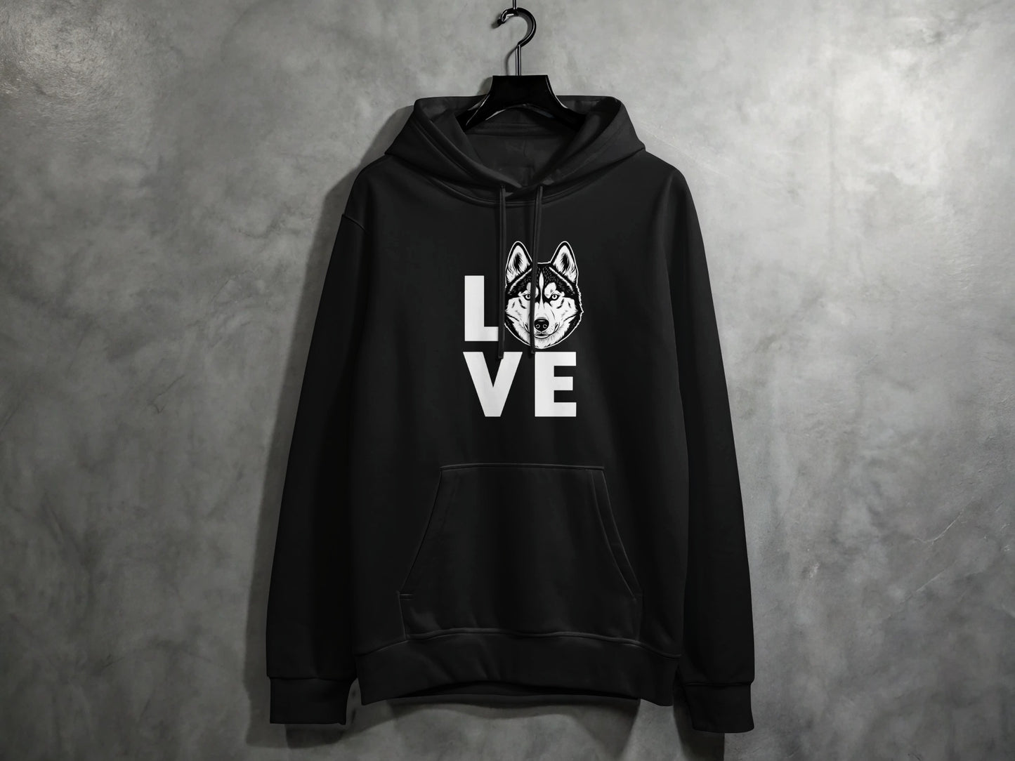 Love Hoodie with Husky Dog Graphic Print Design