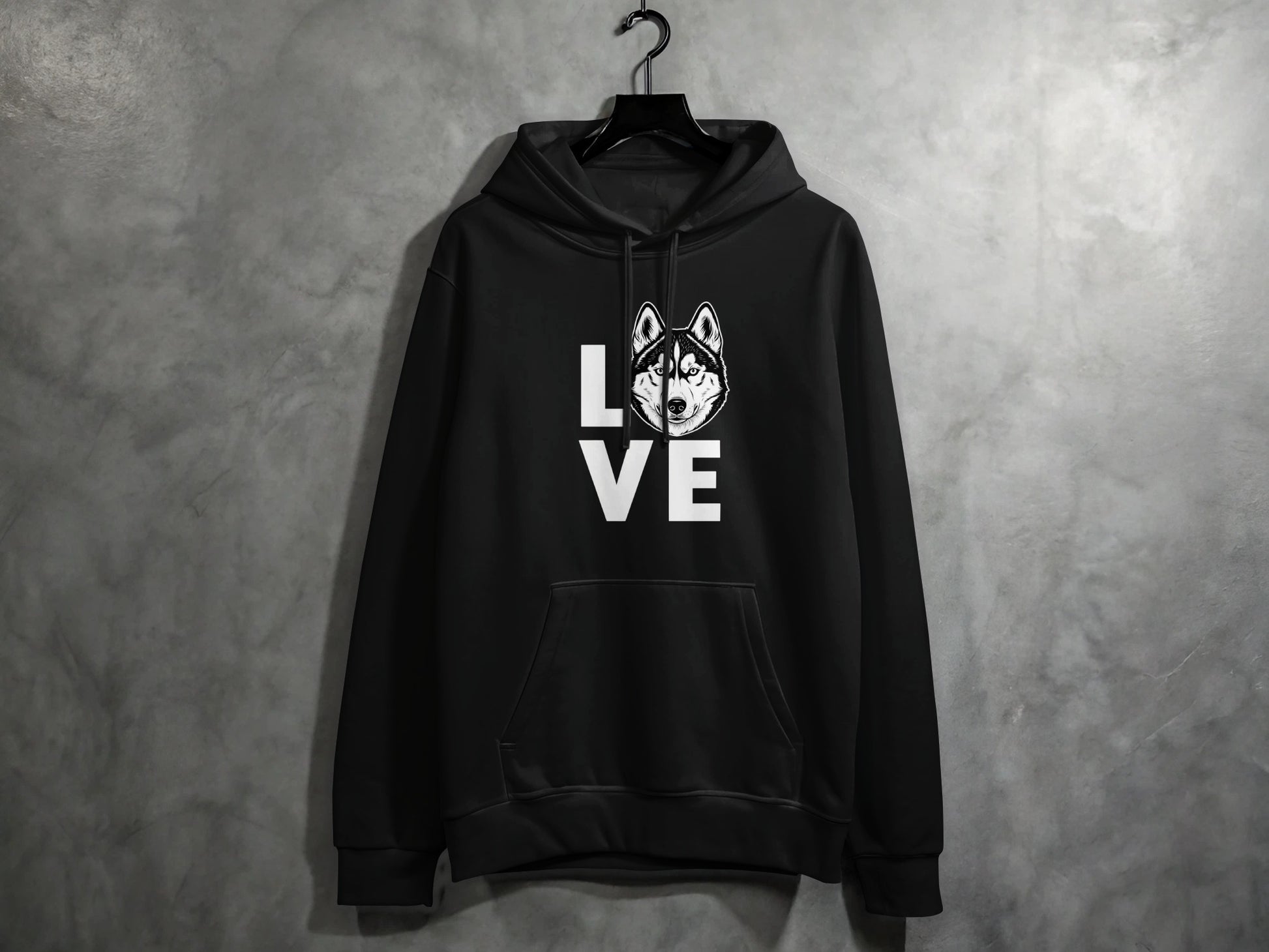 Love Hoodie with Husky Dog Graphic Print Design