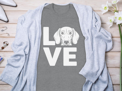 Love Dachshund Head Graphic Shirt for Dog Lovers