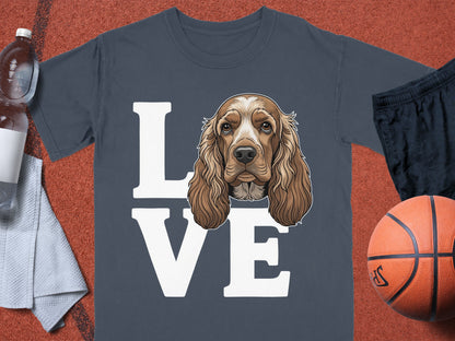 Love Spaniel Design Graphic T-shirt for Dog Lovers