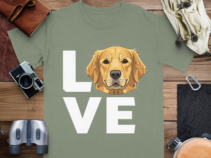 Love Golden Retriever Dog Illustration T-shirt