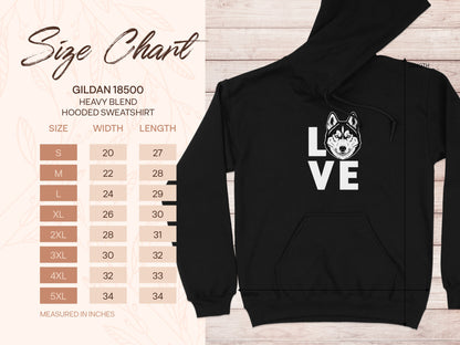 Love Dog Print Graphic Hoodie Warm Gildan 18500 Sweatshirt