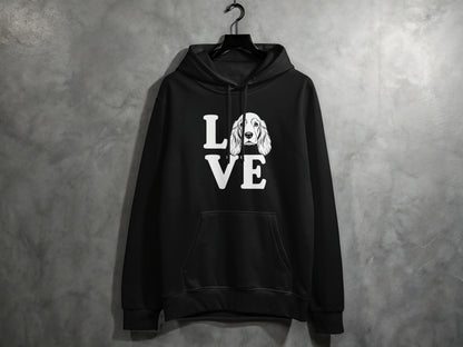 Black Hoodie with Love Dog Graphic Design Product