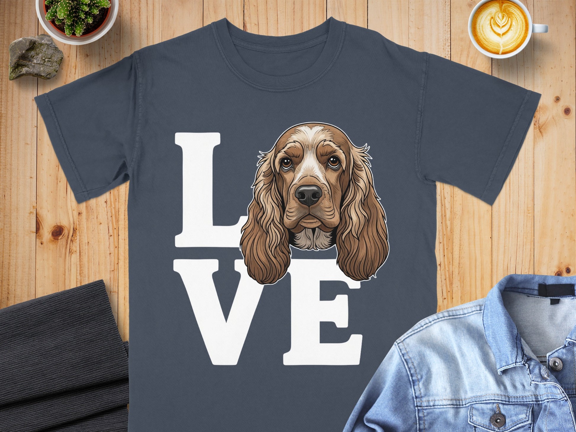 Love Cocker Spaniel Dog Graphic Printed T-shirt