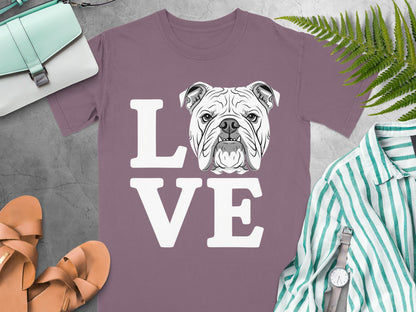 Cute Bulldog Love Graphic Print Shirt