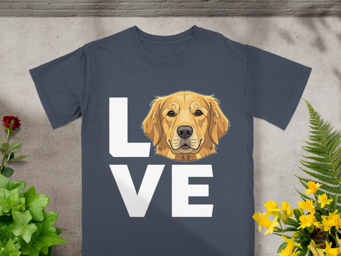 Golden Retriever Love T-shirt with Cute Dog Graphic