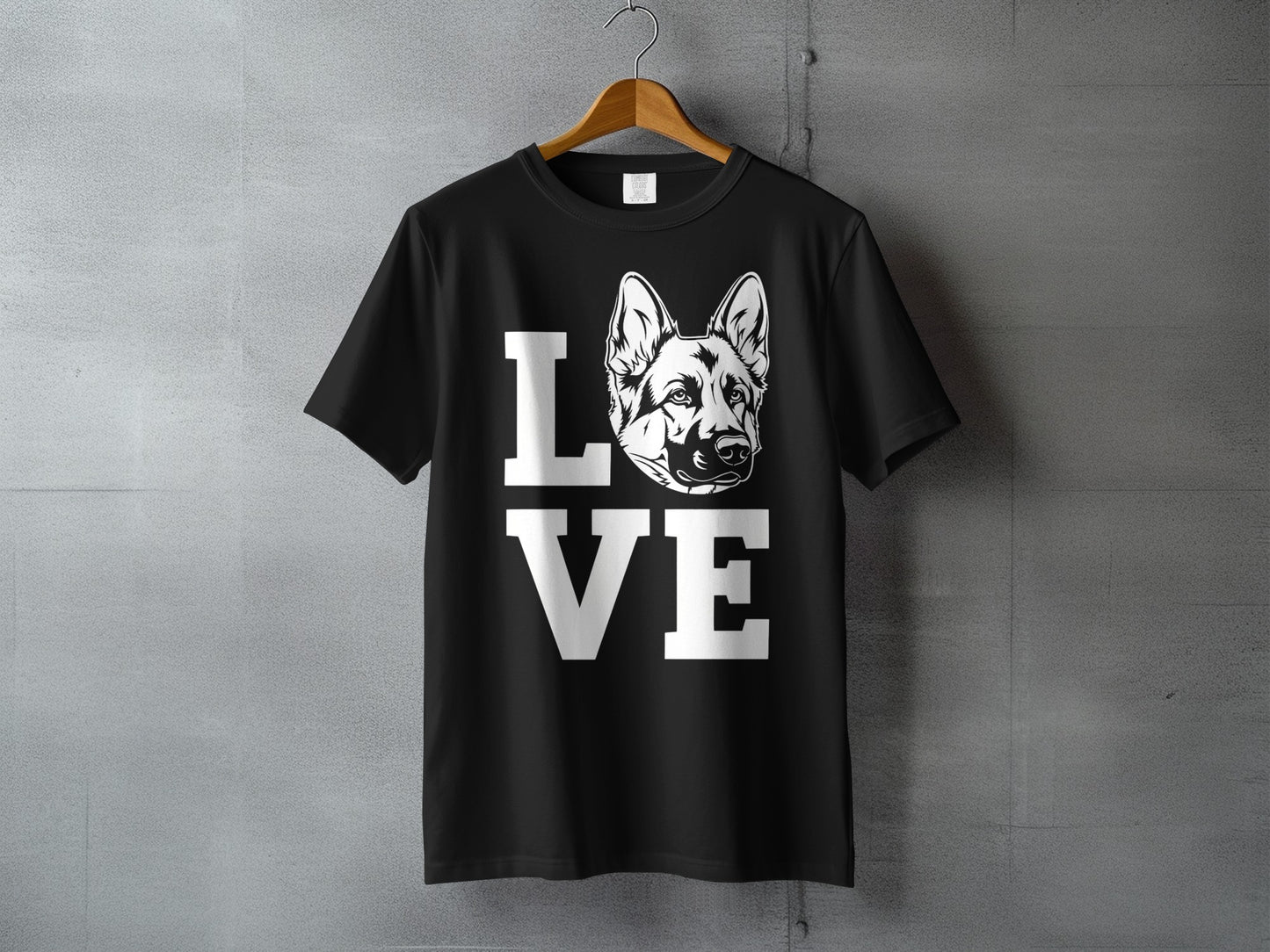 Love German Shepherd Graphic Black T-shirt