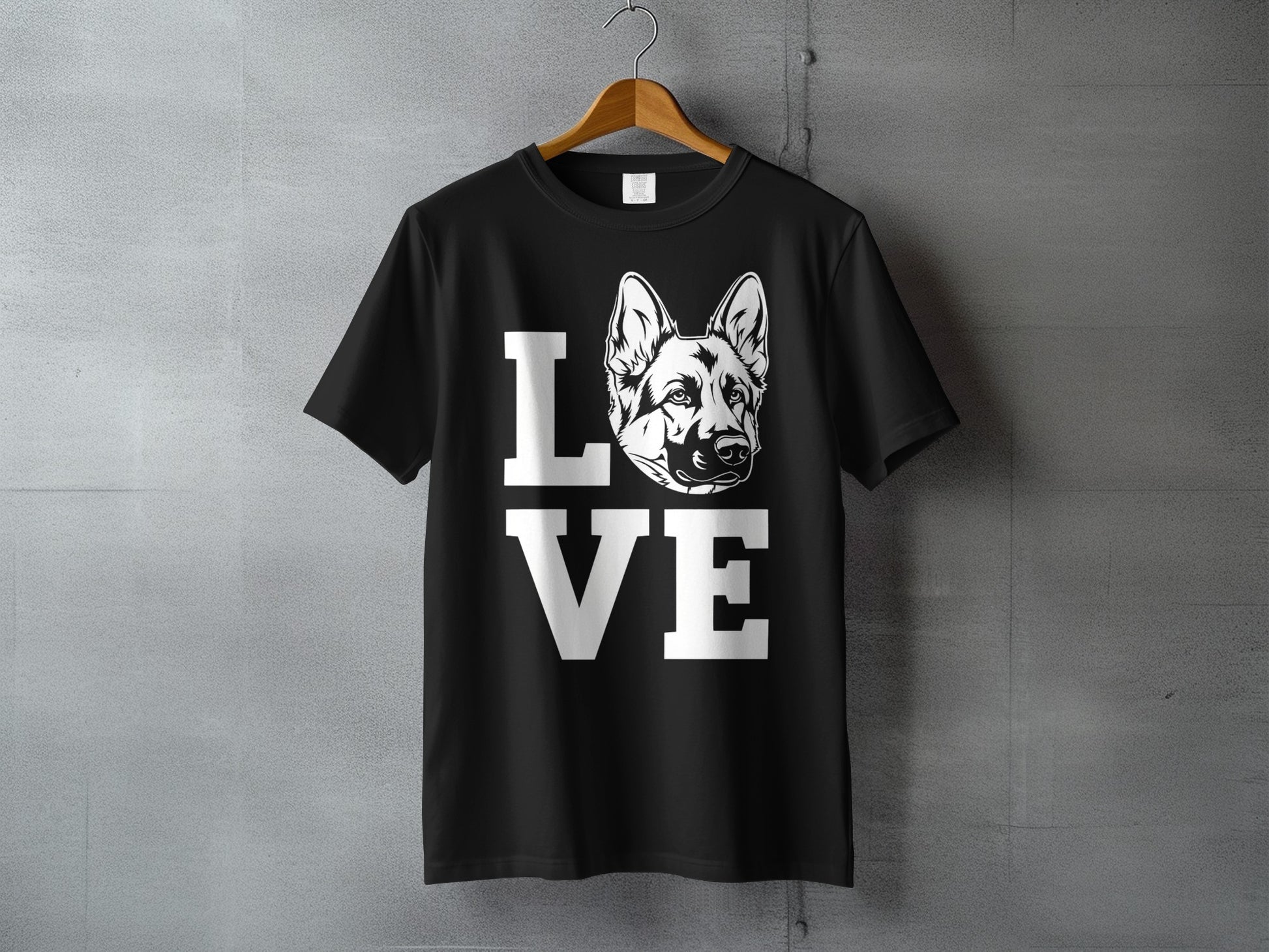 Love German Shepherd Graphic Black T-shirt