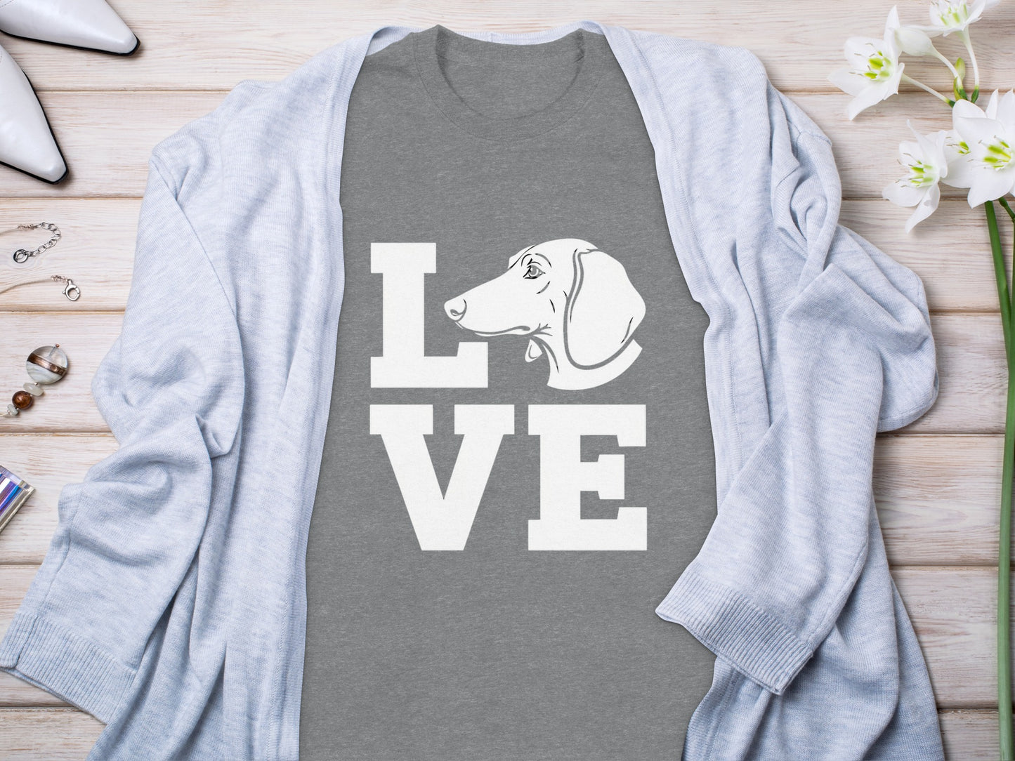 Love Dog Graphic Print Grey Casual Style Shirt