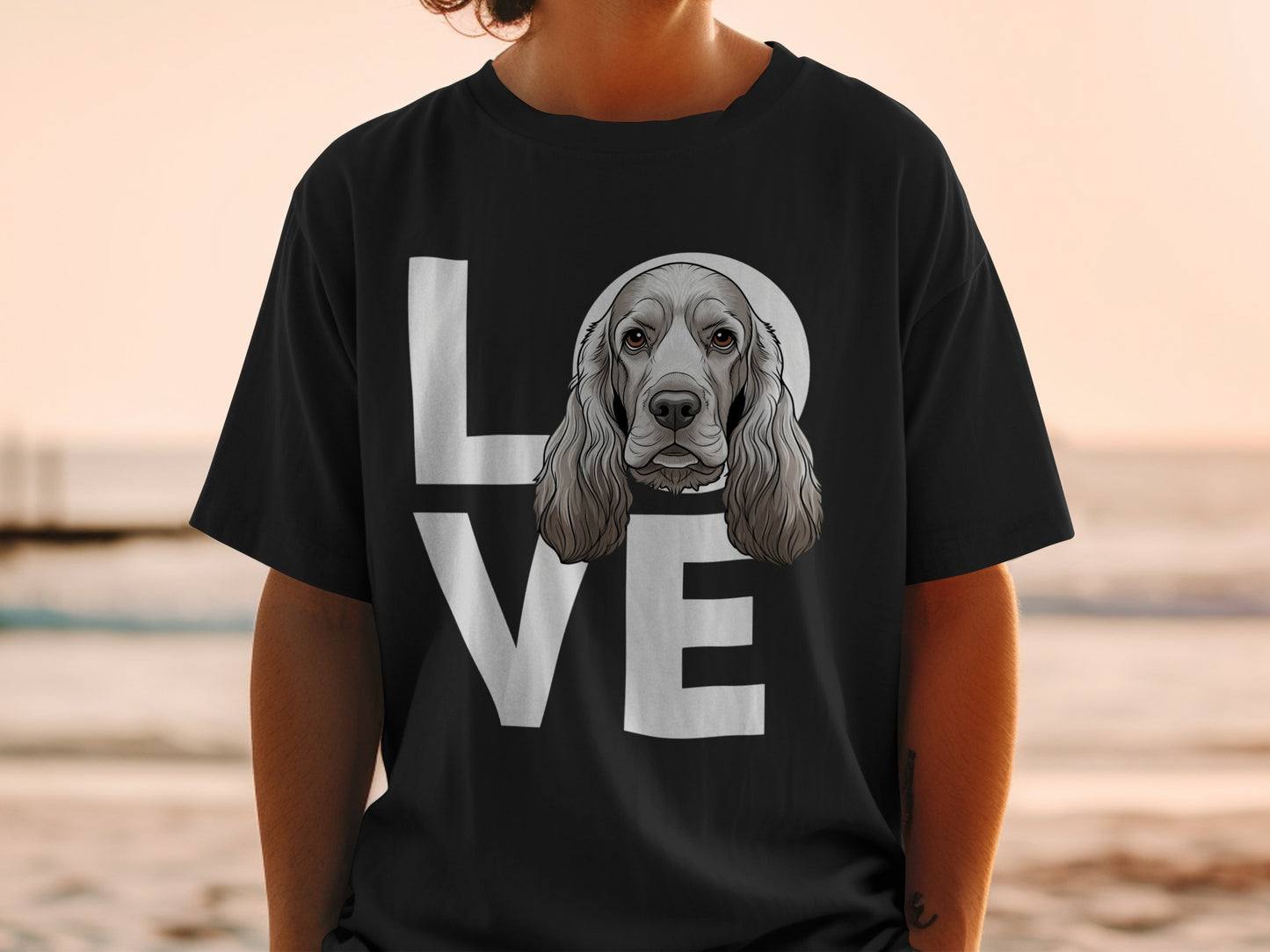 Love Dog Print Graphic Tee Animal Lovers Product