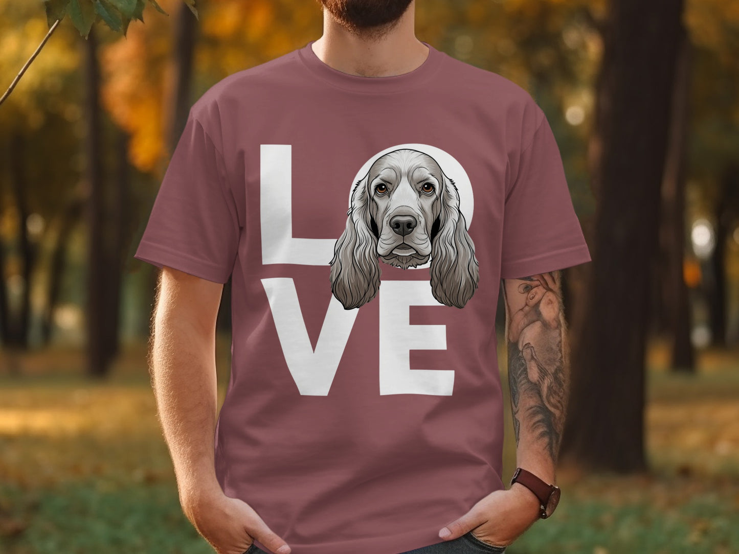 Love Cocker Spaniel Dog Print Graphic Tee Shirt