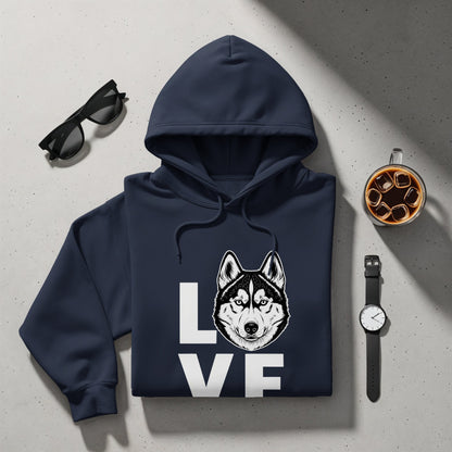 LOVE Husky Dog Hoodie Perfect Winter Attire for You