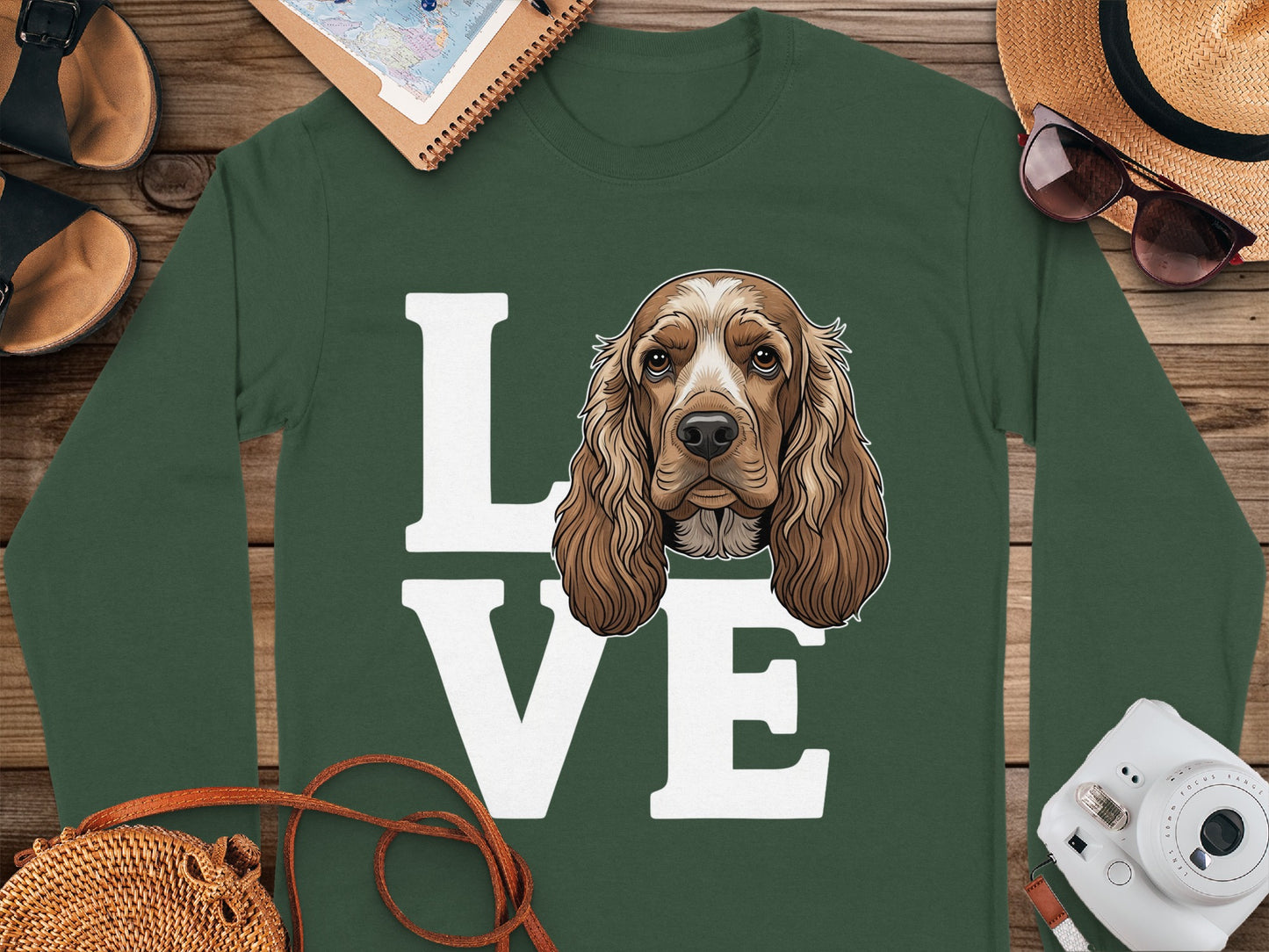 Love Cocker Spaniel Graphic Long Sleeve Shirt
