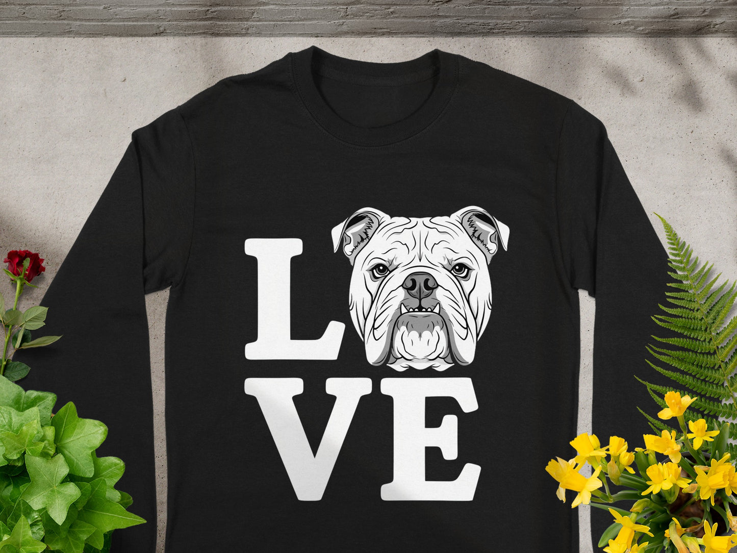 Love Bulldog Graphic Design Long Sleeve Shirt