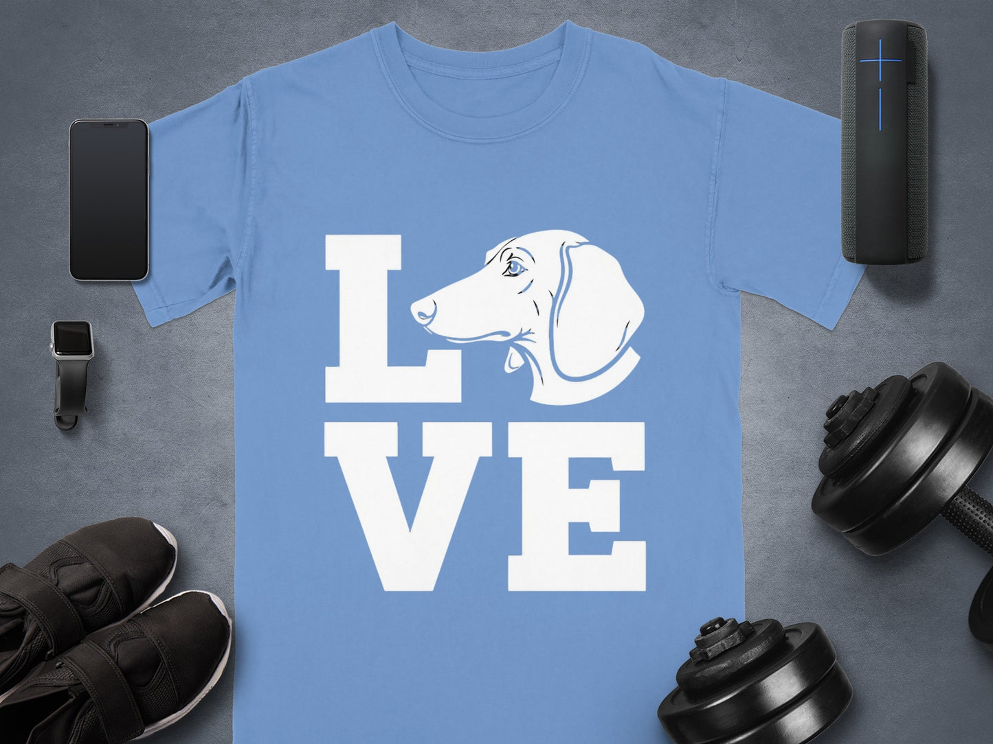 Love Dog Head Graphic Design Custom T-Shirt