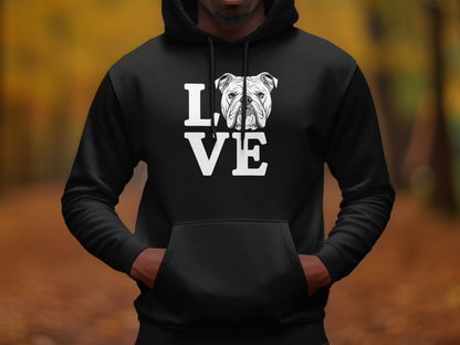 Love Bulldog Graphic Print Hoodie for Dog Lovers