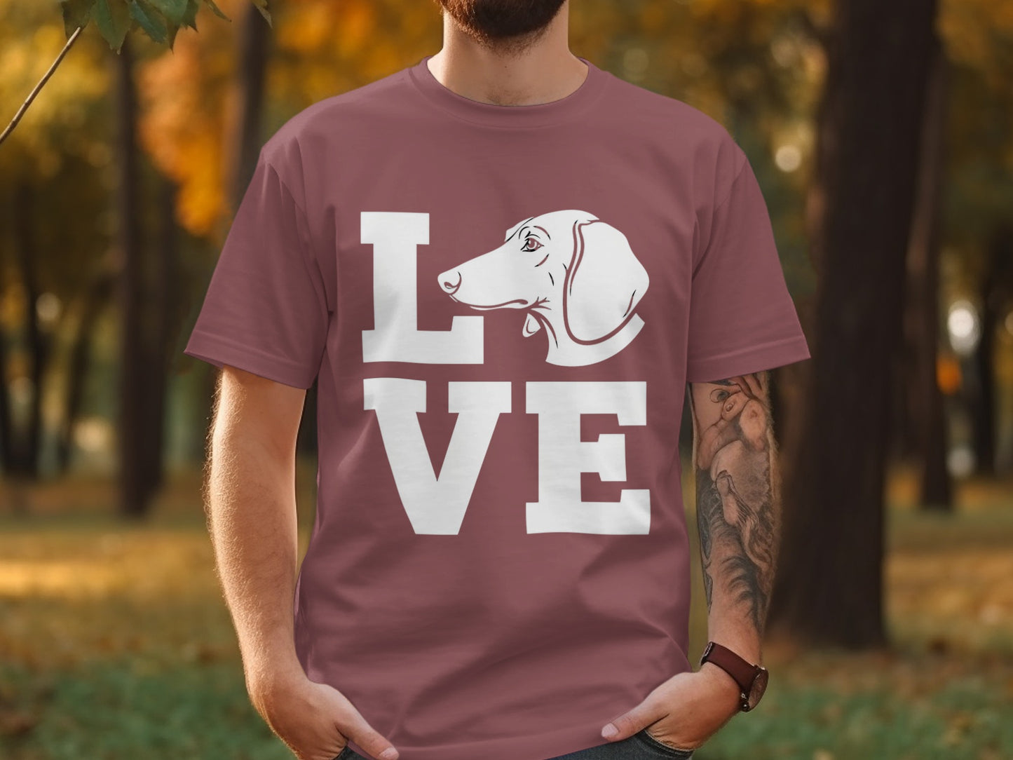 Love with Dachshund Graphic Design T-shirt