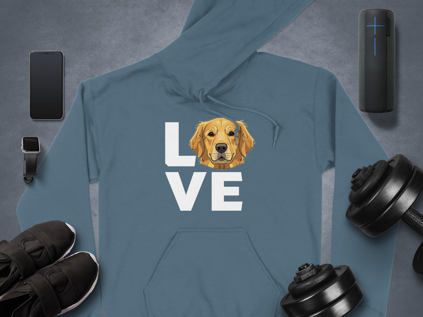 Cute Dog LOVE Printed Design Hooded Sweatshirt