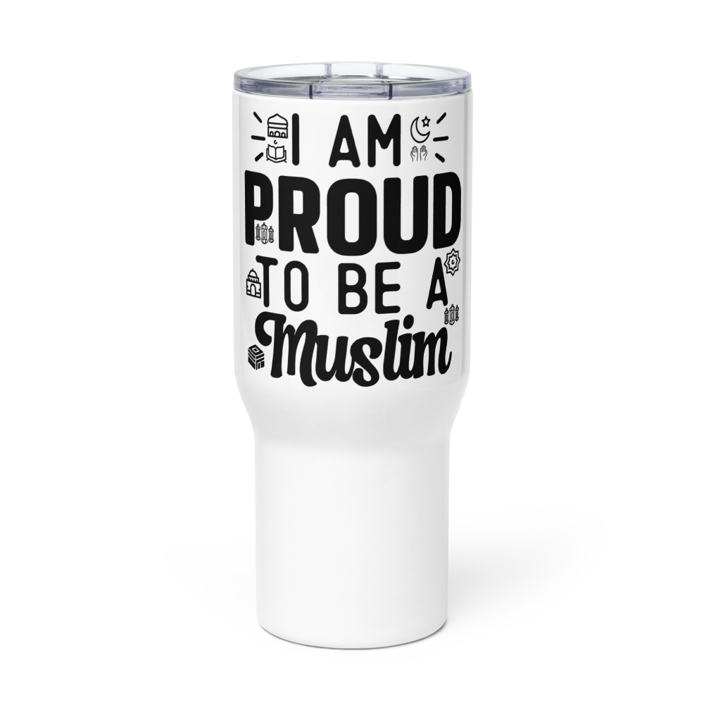 I am proud to be a muslim Travel mug with a handle